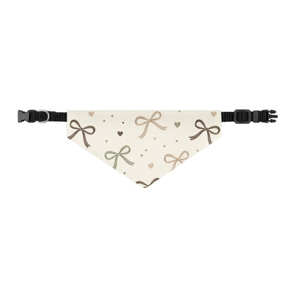 Medium size Cozy Bow Adjustable Pet Bandana Collar with soft bow pattern