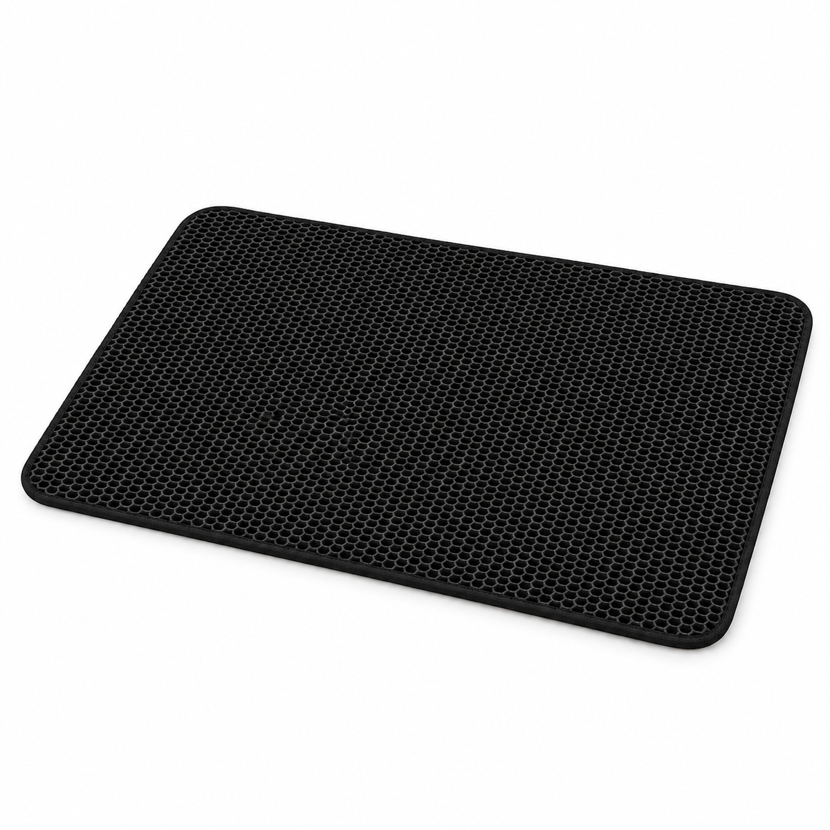 Black Double-Layer EVA Cat Litter Trapping Mat with honeycomb surface
