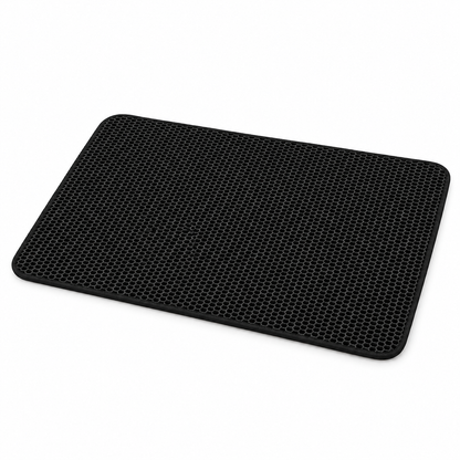 Black Double-Layer EVA Cat Litter Trapping Mat with honeycomb surface