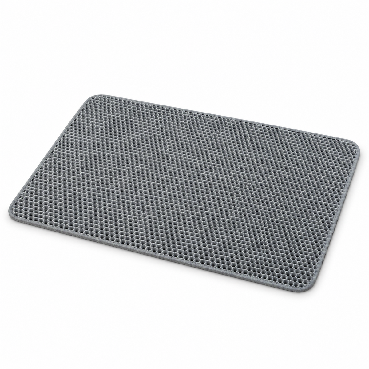 Gray Double-Layer EVA Cat Litter Trapping Mat with honeycomb surface