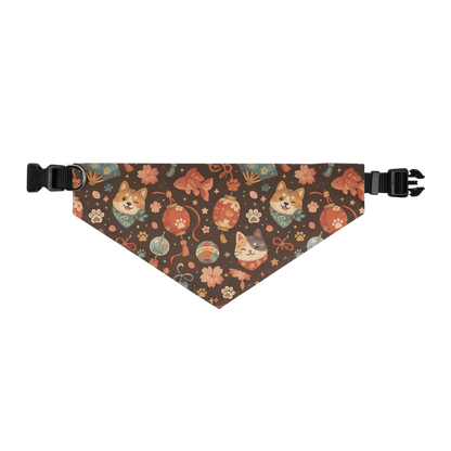 Close-up pattern detail of the Lantern Paws adjustable pet bandana collar