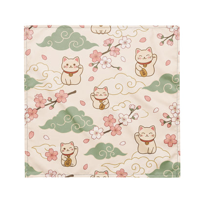 Close up detail of the breathable fabric of the Lucky Cat Sakura Pet Bandana