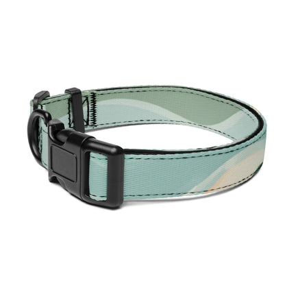 Side view of the Seafoam Drift Adjustable Pet Collar with a seafoam abstract pattern.