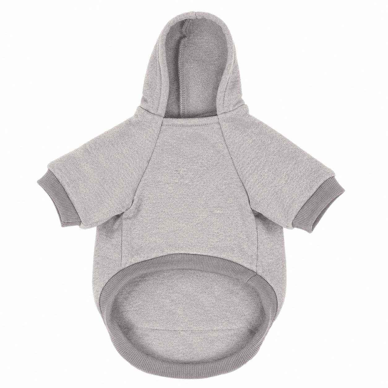 Grey soft fleece pet hoodie product image on a white background