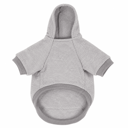 Grey soft fleece pet hoodie product image on a white background