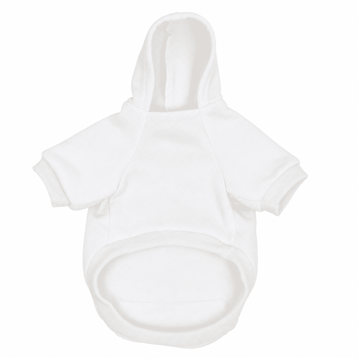 White soft fleece pet hoodie product image on a white background