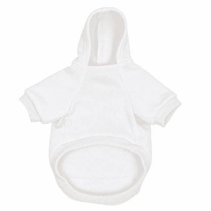 White soft fleece pet hoodie product image on a white background
