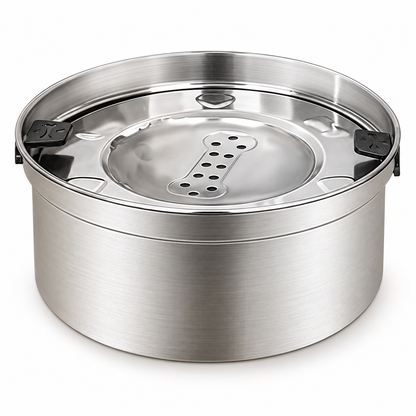 3.2L stainless steel floating pet water bowl with Bones plate design